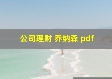 公司理财 乔纳森 pdf